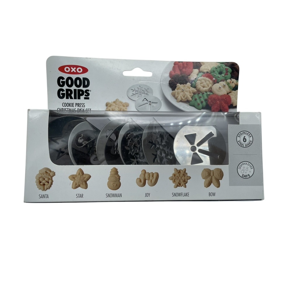 OXO Good Grips Cookie Press Disks Christmas Set 6ct Stainless Steel NEW